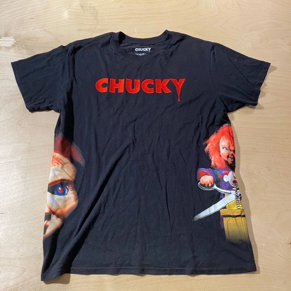 Chucky Black Graphic T-Shirt Large (42-44) (MK)